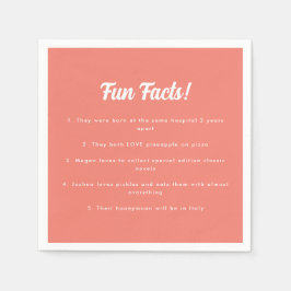 Modern Coral Pink Hochzeitspass Fakten Serviette