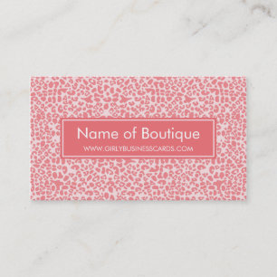 Modern Coral Pink Leopard Print Boutique Visitenkarte