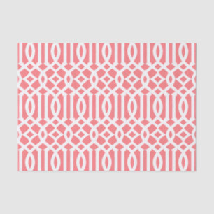 Modern Coral Pink marokkanische Trellis Muster Seidenpapier