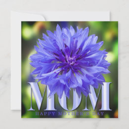 Modern Cornflower Elegant Blue Mother’s Day Card  Dankeskarte