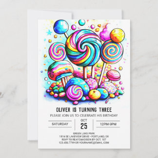 Modern Cotton Candy Editable Geburtstag Einladung