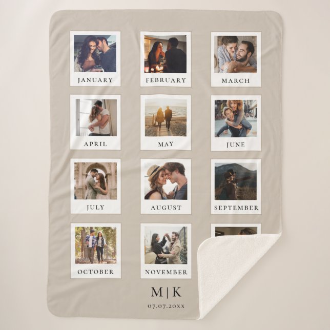 Modern Couple First Anniversary Foto Collage Sherpadecke (Vorderseite)