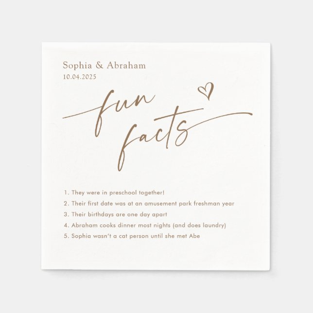 Modern Couple Fun Fakten Hochzeit Serviette (Vorderseite)