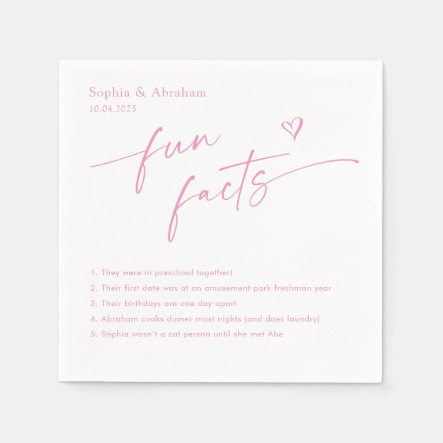 Modern Couple Fun Fakten Hochzeit Serviette (Vorderseite)