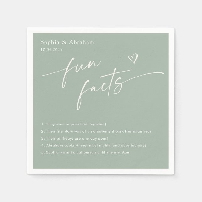 Modern Couple Fun Fakten Hochzeit Serviette (Vorderseite)