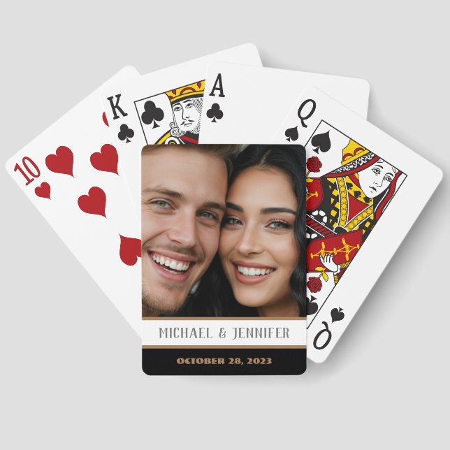 Modern Couple Monogram Date - Benutzerdefinierter  Spielkarten (Rückseite)