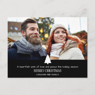 Modern Couple Pine Tree Foto Weihnachtskarte Feiertagspostkarte