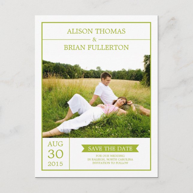 Modern Couple Save the Date Card Ankündigungspostkarte (Vorderseite)