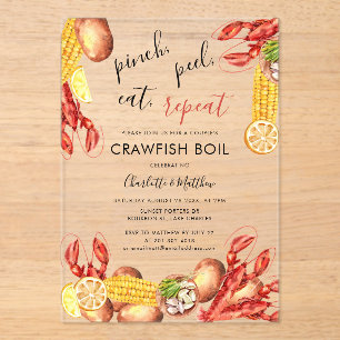 Modern Couple Verlobung Crawfish Booking Acryleinladungen