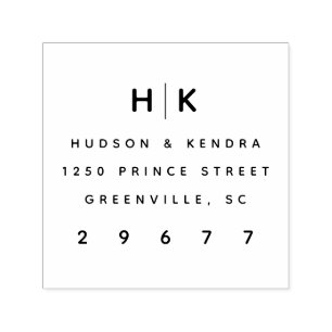 Modern Couples Wedding Monogram Rücksendeadresse Permastempel