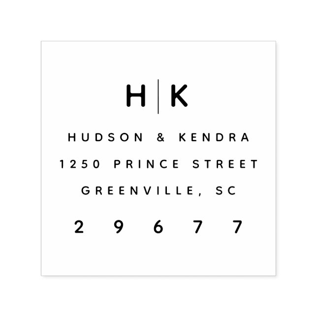 Modern Couples Wedding Monogram Rücksendeadresse Permastempel (Design)