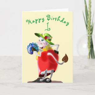 Modern Cow Funny Birthday Card - individuell anpas Karte