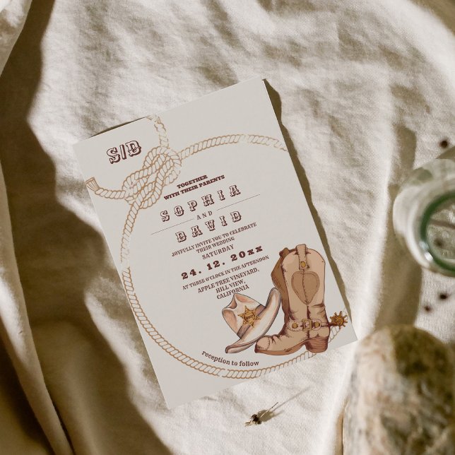 Modern Cowboy Western Wedding  Einladung (Von Creator hochgeladen)