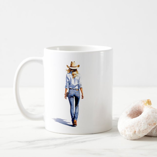 Modern Cowgirl Walk Kaffeetasse (Mit Donut)