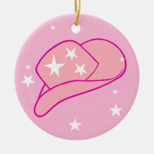 Modern Cowgirl Western Hat Pink Keramik Ornament