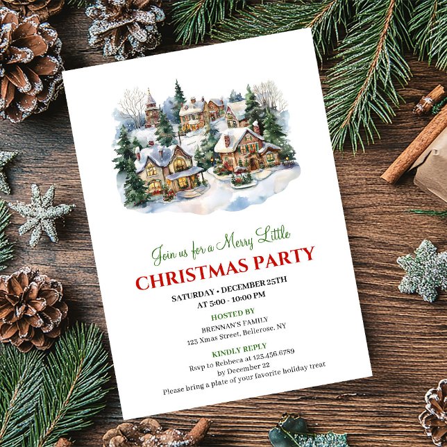 Modern cozy Christmas scene holiday celebration  Einladung (Modern cozy Christmas scene holiday celebration invite)