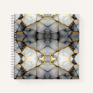 Modern Cracked Gold White & black marble Notizbuch