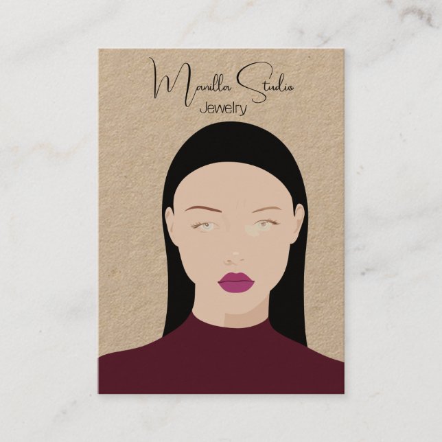 Modern Craft Long Hair Girl Earring Display Card Visitenkarte (Vorderseite)