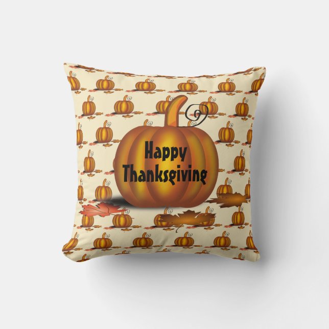 Modern Cream Erntedank Pumpkin Kissen (Vorderseite)