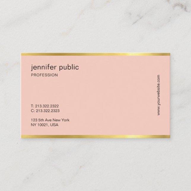 Modern Creative Blush Pink Gold Beruflich Schlicht Visitenkarte (Vorderseite)
