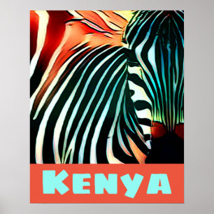 Modern Creative Wildlife Zebra Art Kenya Poster