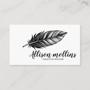 Modern Creative Writer Feather Logo Visitenkarte