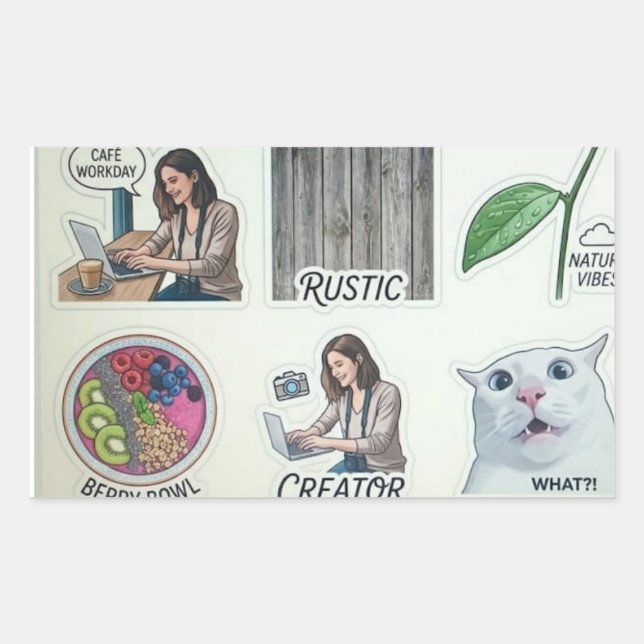 Modern Creator & Nature Sticker Sheet - Funny Cat  (Vorderseite)