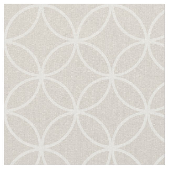 Modern Creme and White Circle Diamond Muster Stoff (Nahaufnahme)