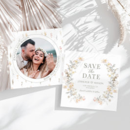 Modern Creme Floral Save the Date Foto Einladung