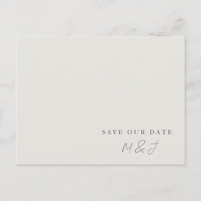 Modern Creme Monogram Save the Date Postcard Postkarte (Vorderseite)
