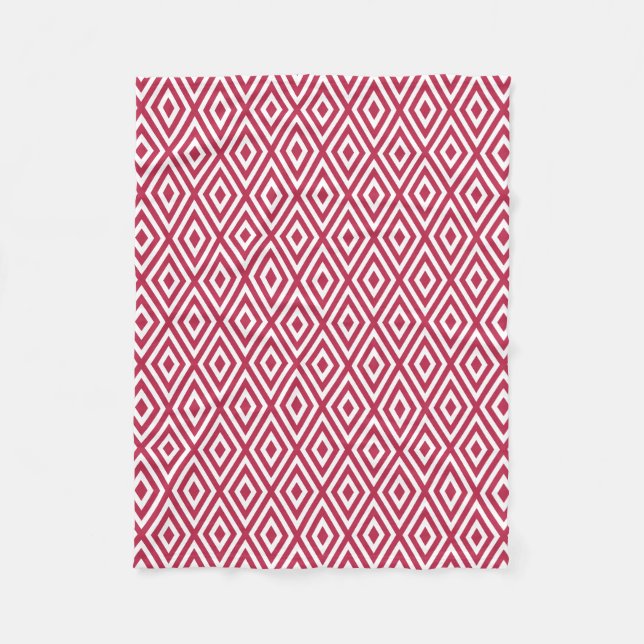 Modern Crimson Red Geometric Diamond Pattern Fleecedecke (Vorderseite)