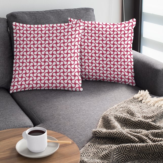 Modern Crimson Red Geometric Muster Kissen (Von Creator hochgeladen)