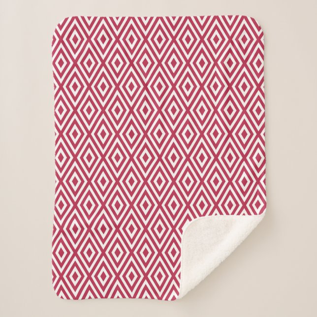 Modern Crimson Red Geometric Sherpadecke (Vorderseite)