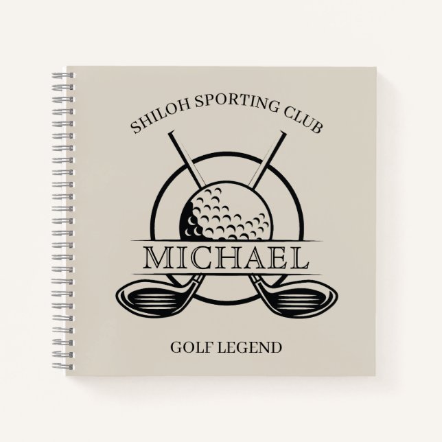 Modern Cross Club Name Golf Notizbuch (Vorderseite)