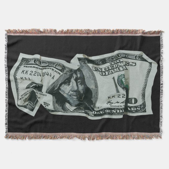Modern Crumpled $ 100 Bill Design Decke (Vorderseite)