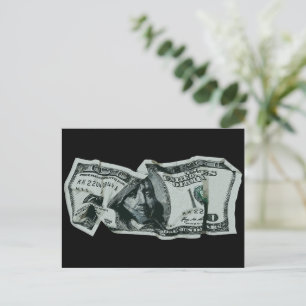 Modern Crumpled $ 100 Bill Design Postkarte