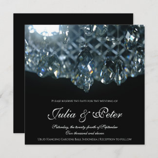 Modern Crystal Glass Chandelier Save the Date Card Einladung