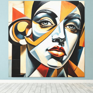 Modern Cubism Female Face Picasso Style Abstrakt Leinwanddruck