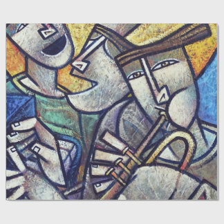 Modern Cubist Jazz Musicians Art Wrapping Paper Geschenkpapier