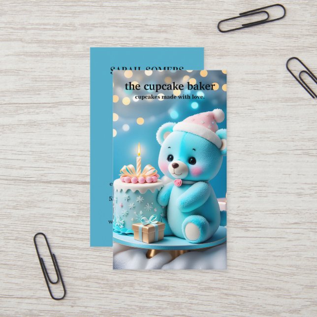 Modern Cupcake Logo Bakery Koch Catering Confetti Visitenkarte (Vorderseite/Rückseite Beispiel)