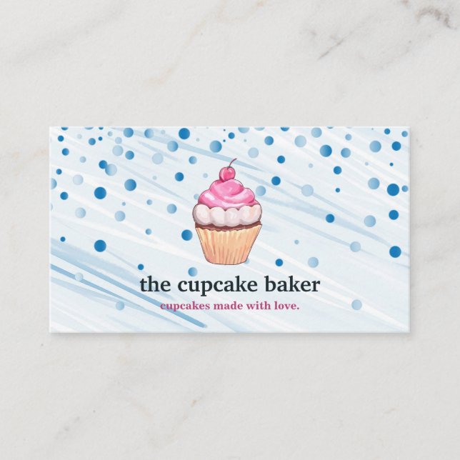 Modern Cupcake Logo Bakery Koch Catering Confetti Visitenkarte (Vorderseite)