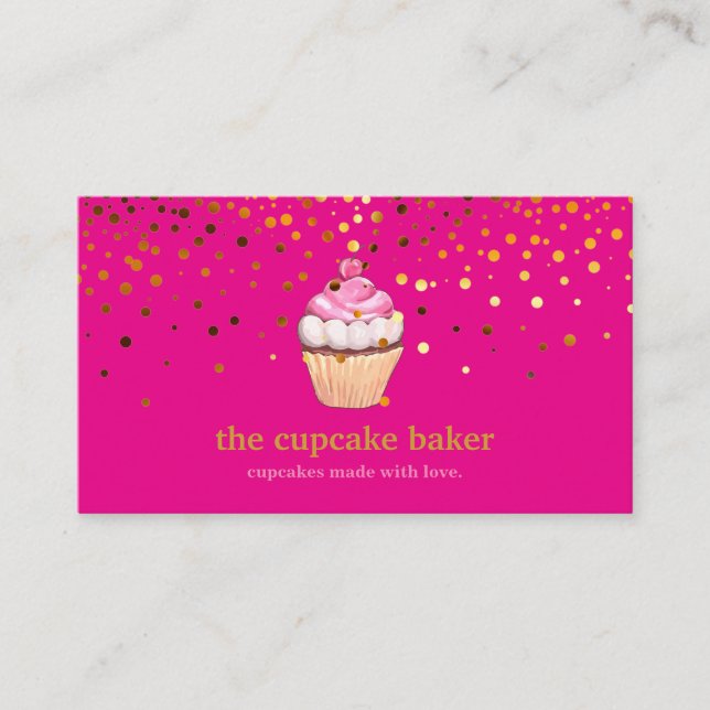 Modern Cupcake Logo Bakery Koch Catering Confetti Visitenkarte (Vorderseite)