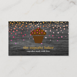 Modern Cupcake Logo Bakery Koch Catering Confetti Visitenkarte