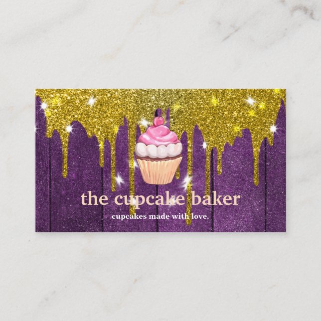 Modern Cupcake Logo Bakery Koch Catering Confetti Visitenkarte (Vorderseite)