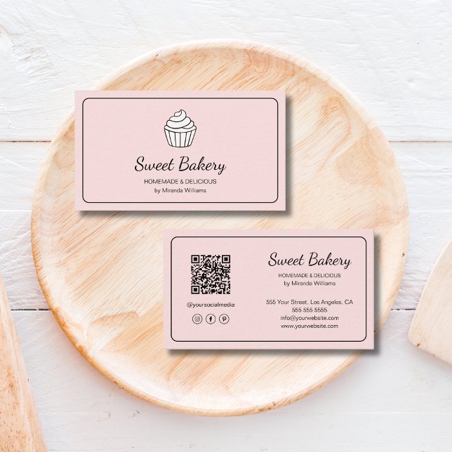 Modern Cupcake Pink Bakery Visitenkarte (Modern Cupcake Pink Bakery Business Card)