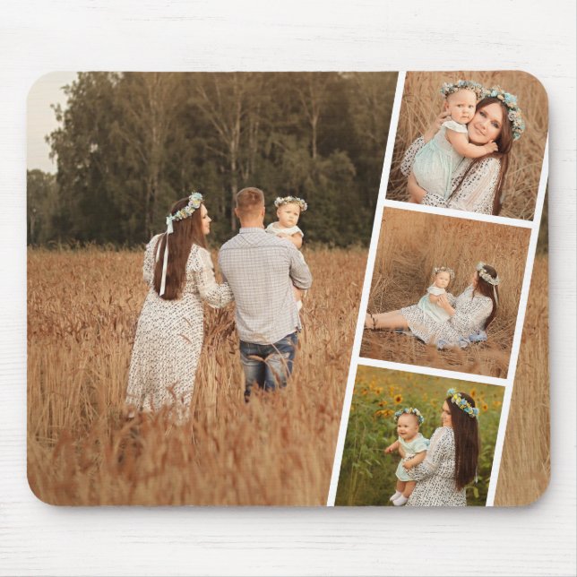 Modern Custom 4 Photo Collage Mousepad (Vorne)