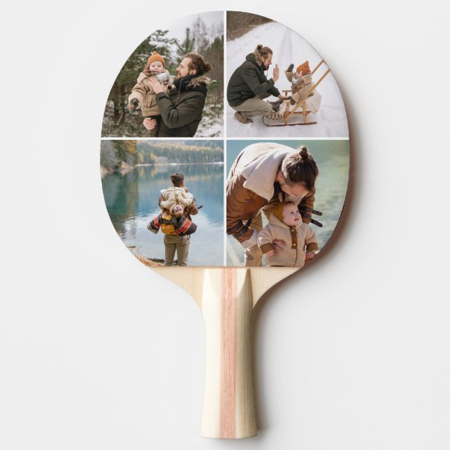 Modern Custom 4 Photo Collage Ping Pong Paddle Tischtennis Schläger (Vorderseite)