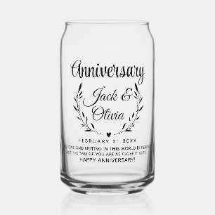 Modern Custom Anniversary Coupname Date Black Dosenglas