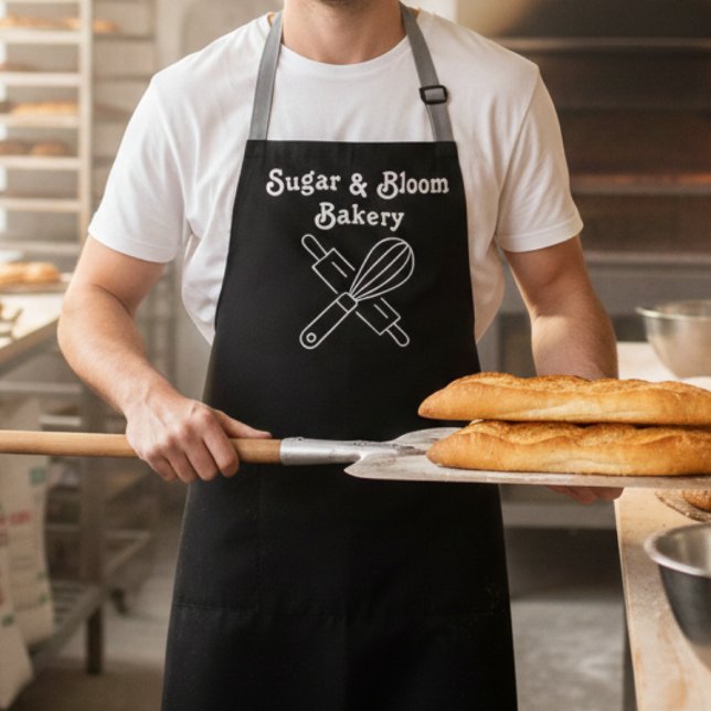 Modern Custom Bakery black Name Chef / Staff Schürze (Von Creator hochgeladen)