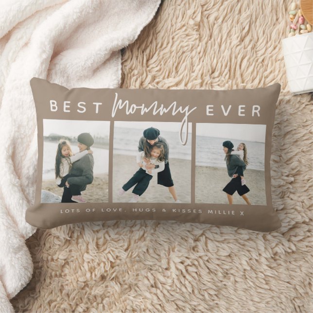 Modern Custom Best Mommy Ever | 3 Photo Lendenkissen (Decke)